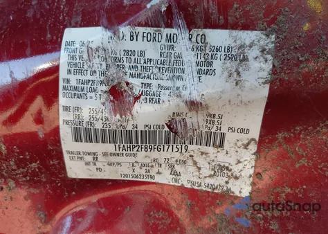 2015 Ford Taurus Limited from USA, damaged, VIN 1FAHP2F89FG171519